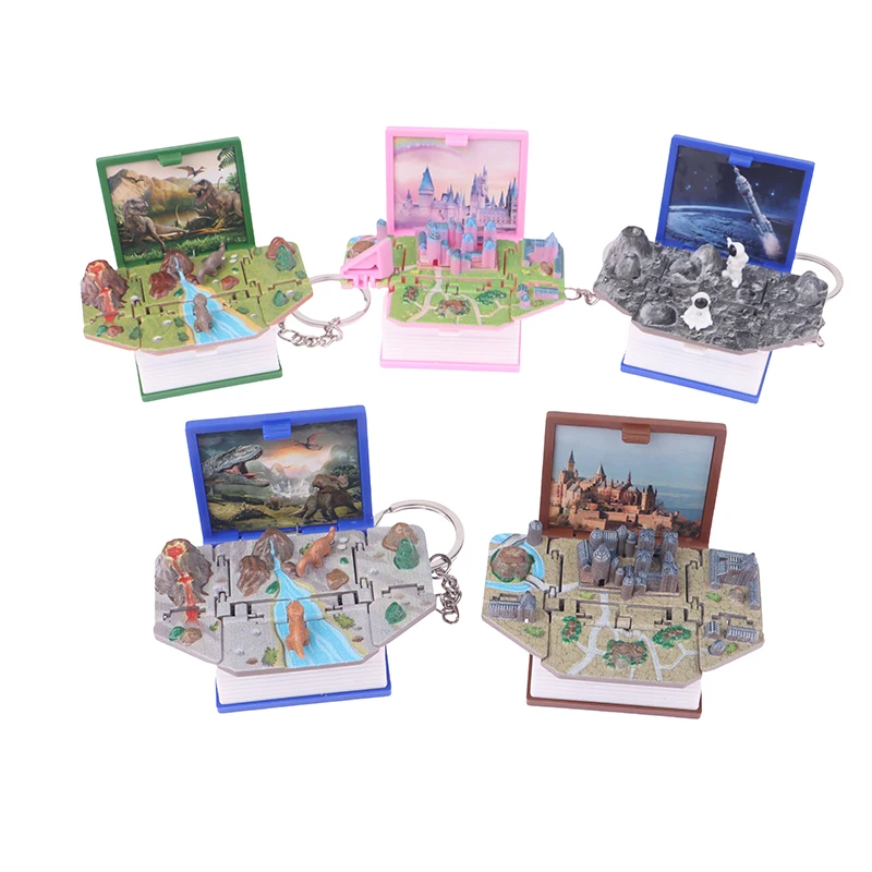 3D Mini Falten Buch Keychain Kinder Kinder Spielzeug Angst Stress Relief Hüpfburg Spielzeug Geburtstag Schmuck Geschenk Auto Schlüssel Ringe Schlüssel ketten