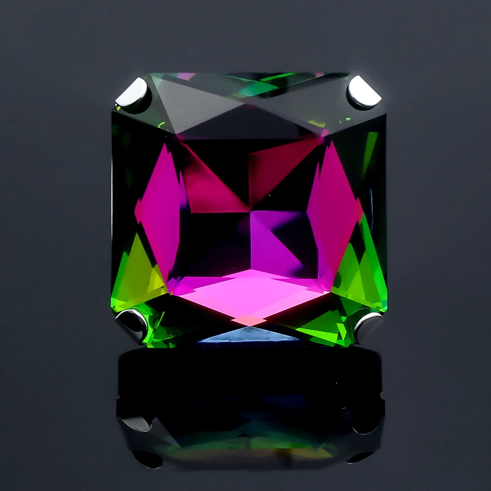 Vintage Square Rhinestone Large Rings Finger Decoration for Women Wedding Crystal Open Ring Adjustable Jewelry Accessories