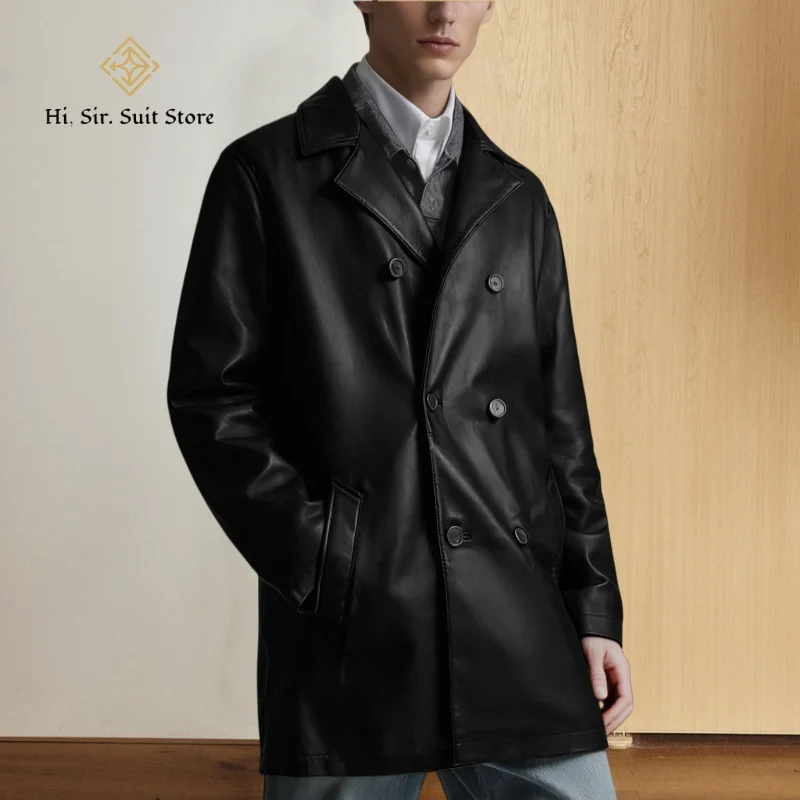 

Fashion Brown & Black Leather Jackets for Men Car Coat Style Men's Leather Coats Casual Vintage Trucker Mens Leather Jacket New