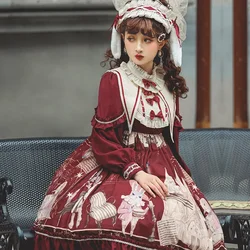 Leśne kino ~ weet Sukienka Lolita Sukienka na imprezę z długim rękawem i odpinanym szpiczastym kołnierzem