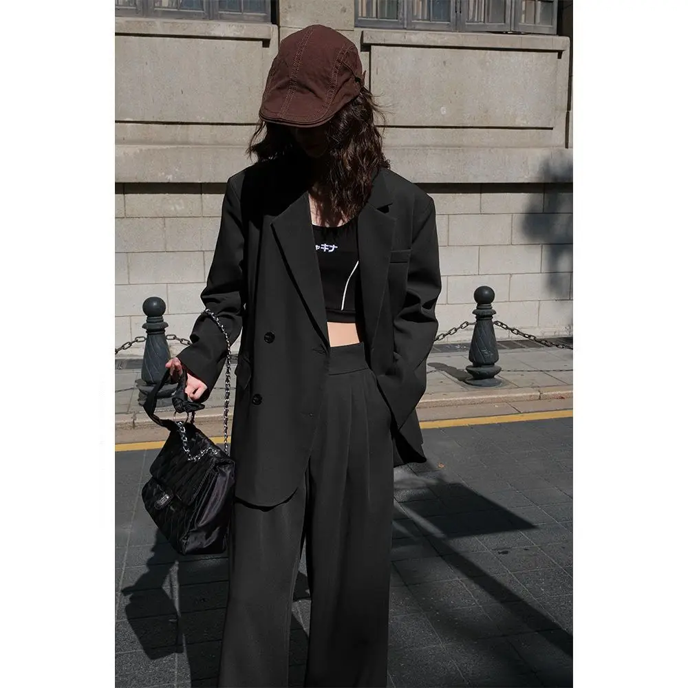 2-A2 Small suit jacket for women 2023 new spring Korean style wide-legged long pantual pants women's suit two-piece suit