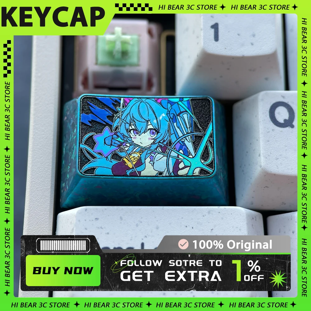 Genshin Anime Keycap GANYU Cherry Profile 1.5U Titanium Alloy Cartoon Customized Keycaps For Desktop Mechanical Keyboard Gifts