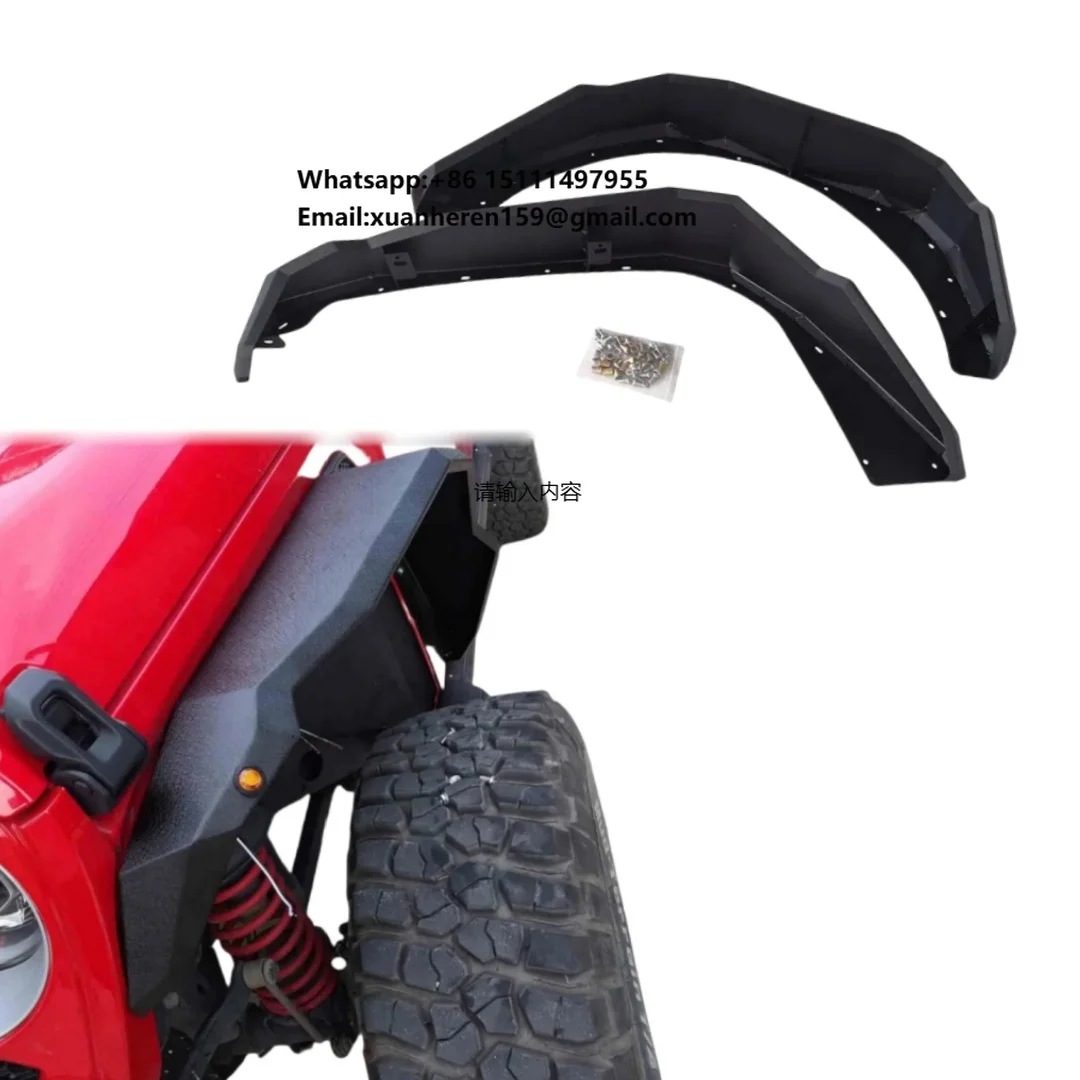 

Angry Style Wide Flat Leaf Plate Flare Fenders Eyebrow With Small Amber Light for Jeep Wrangler JL 2018+