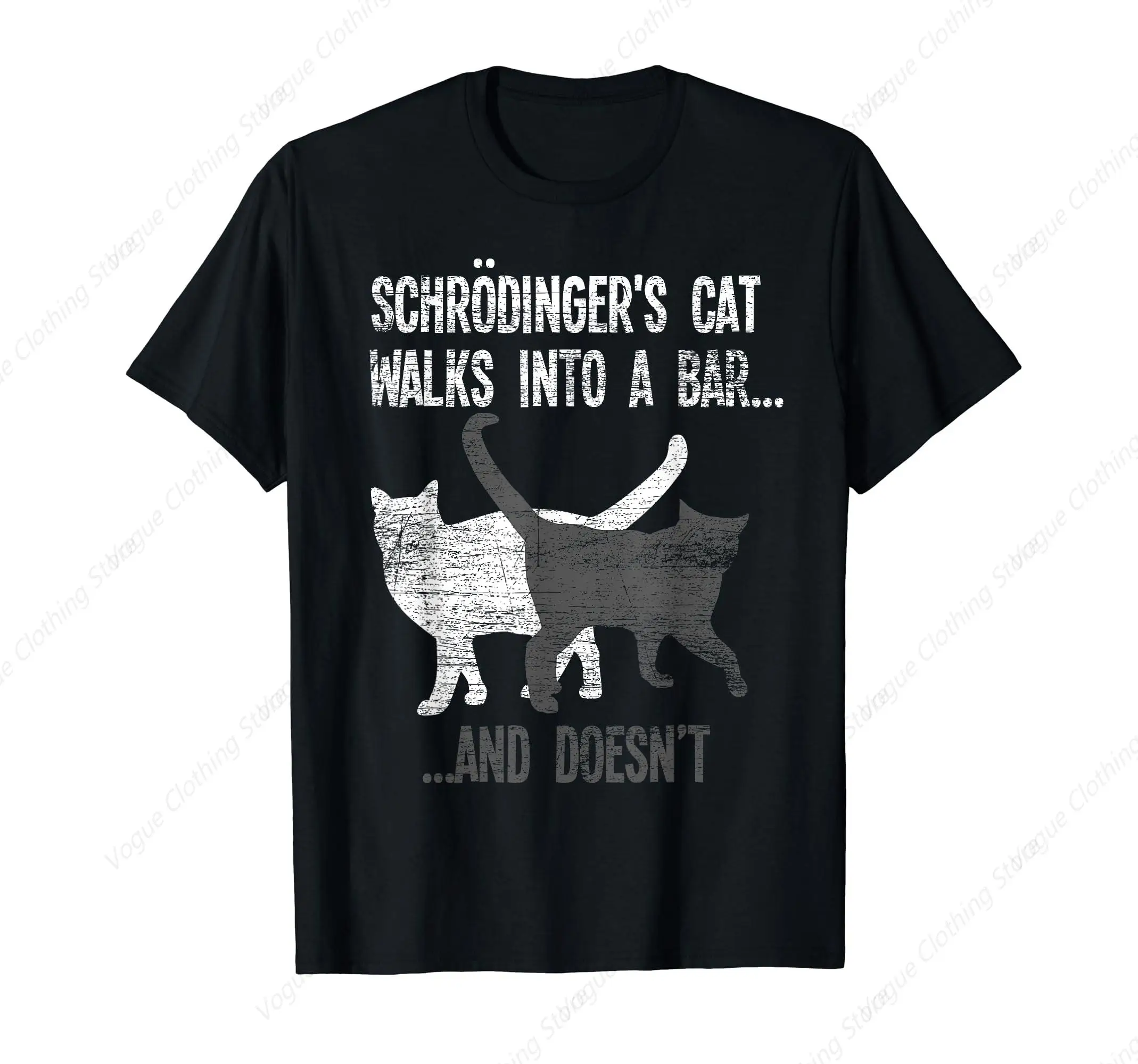 Schrodinger’S Cat Walks Into A Bar And Doesn‘T Physics T-Shirt Prevailing Tops Cotton Short Sleeves Daily Leisure Soft Tee