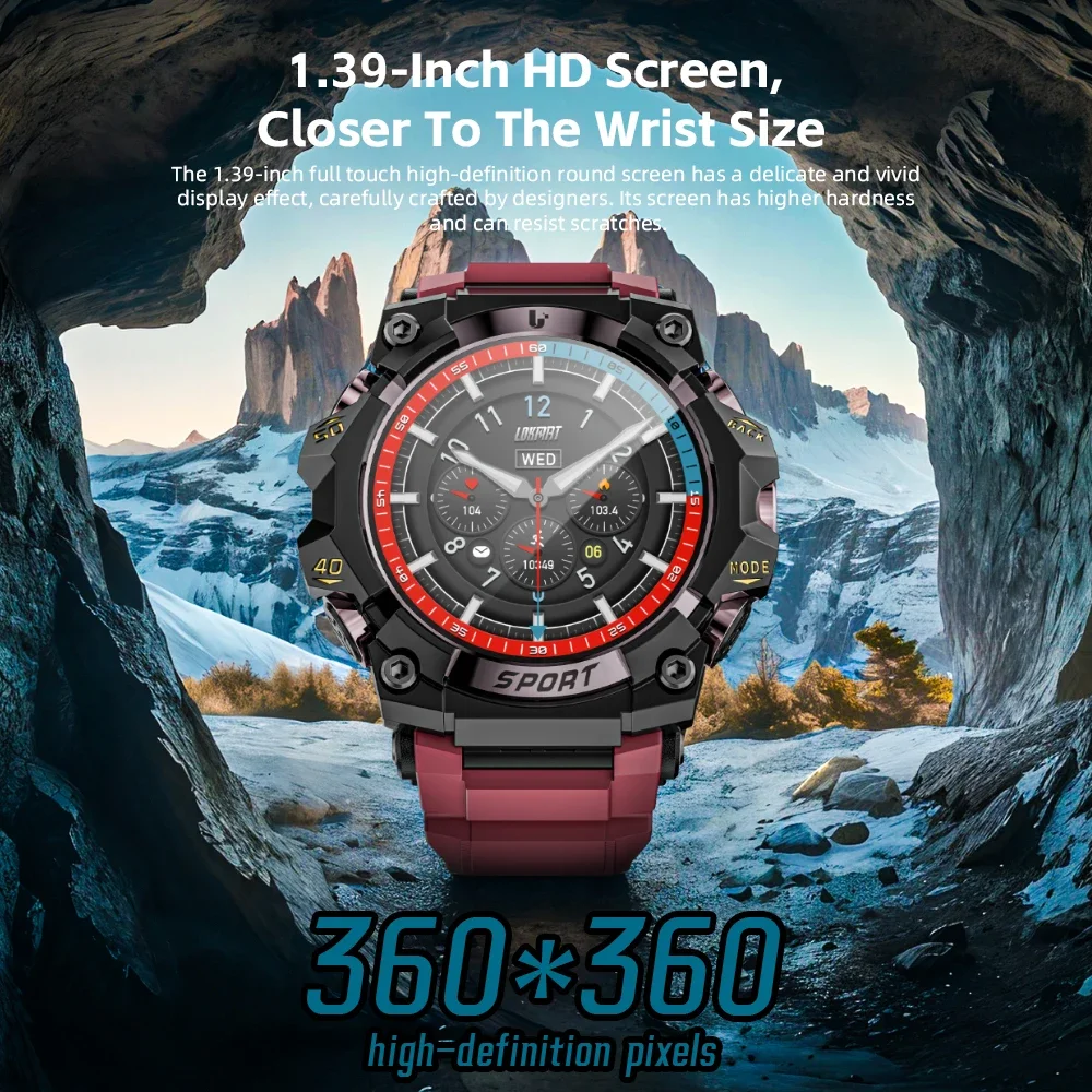 LOKMAT New ATTACK 3 PRO Rugged Smart Watch Bluetooth Calls Fitness Tracker Flashlight Message Push Heart Rate Monitor for Phone