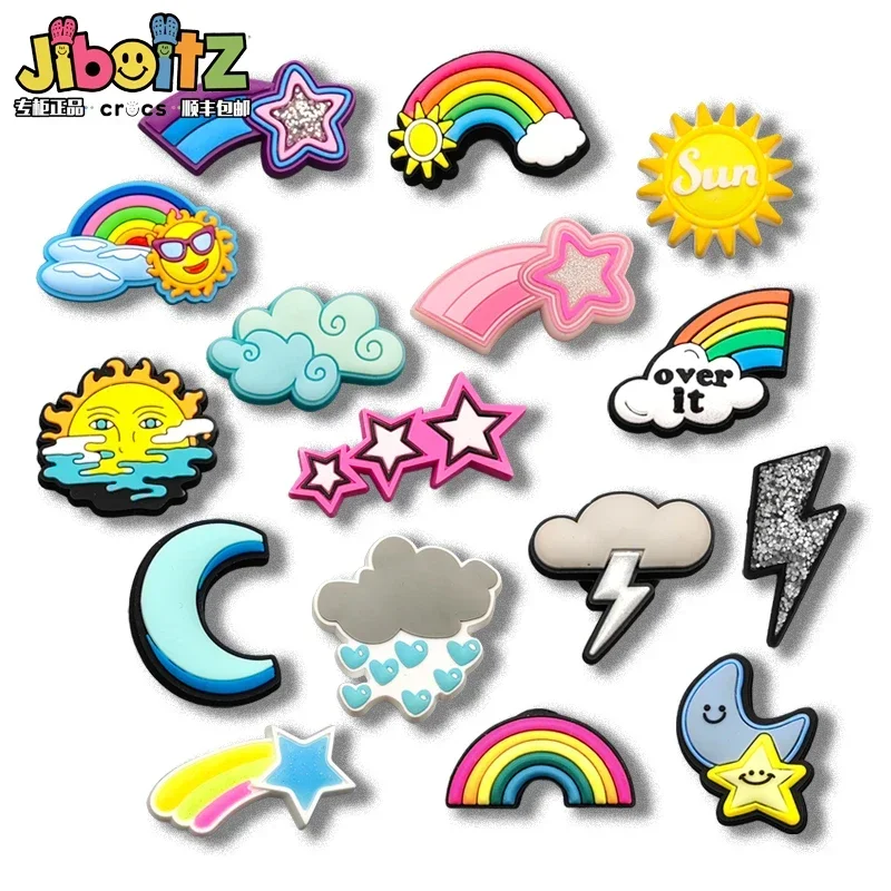 

Cute Cloud Suncolorful PVC Shoe Charms for Women Gils Y2k Fashion Cute Bling Crystal Jibz Shoe Decorations Kid Gifts