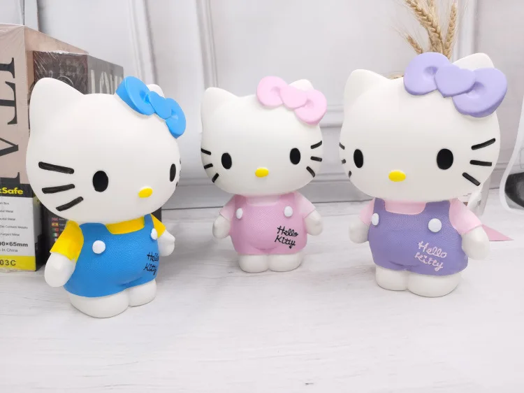 Kawaii Hello Kitty Piggy Bank Kids Creative Piggy Bank Cute Figure Vinyl Doll Money Safe Money Saving Box Coin Bank Girls Gift