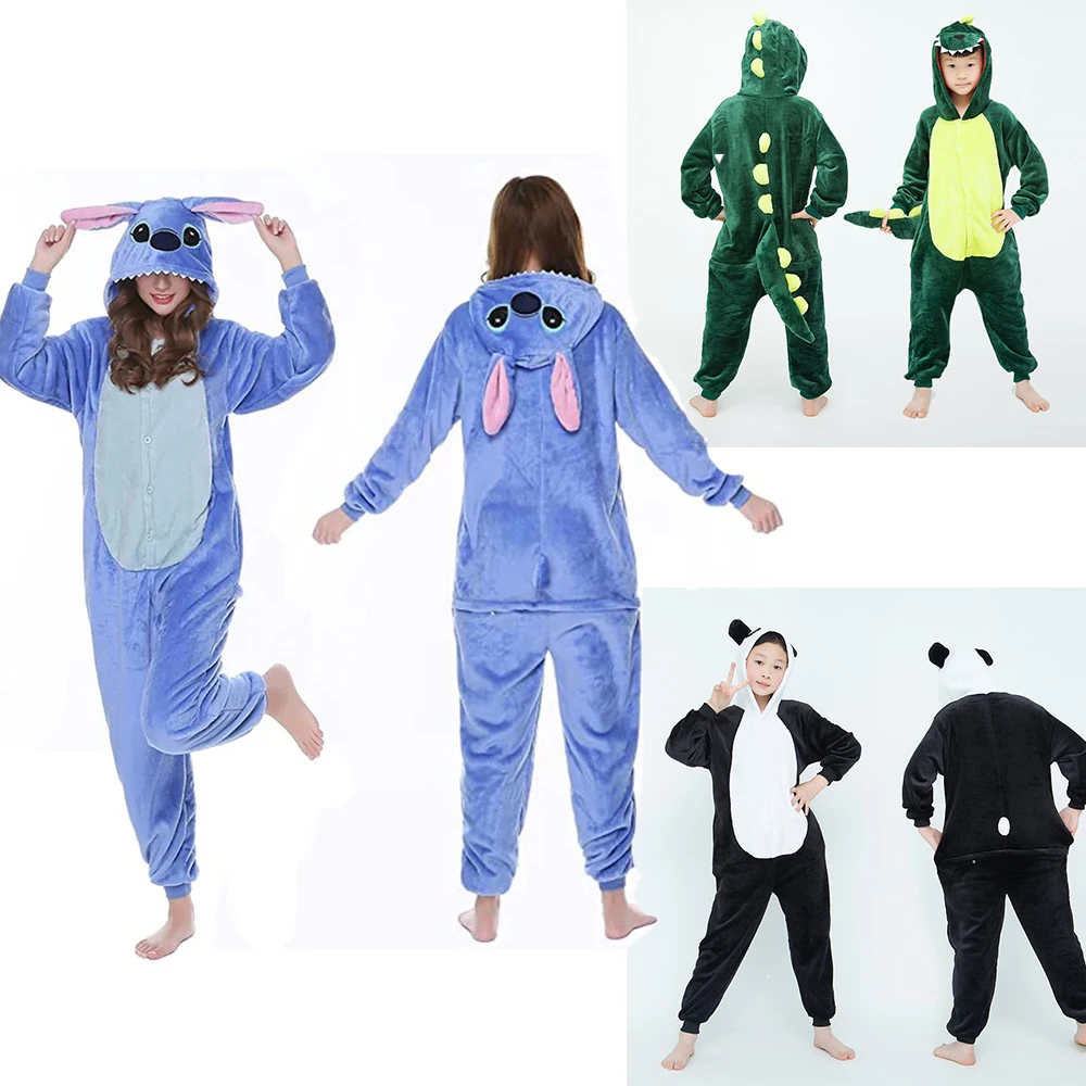 

Halloween Cosplay Lilo Stitch Women Costumes Jumpsuit Kigurumi Pajamas Stitch Cute Child Hooded Sleepwear Halloween Adults Cloth