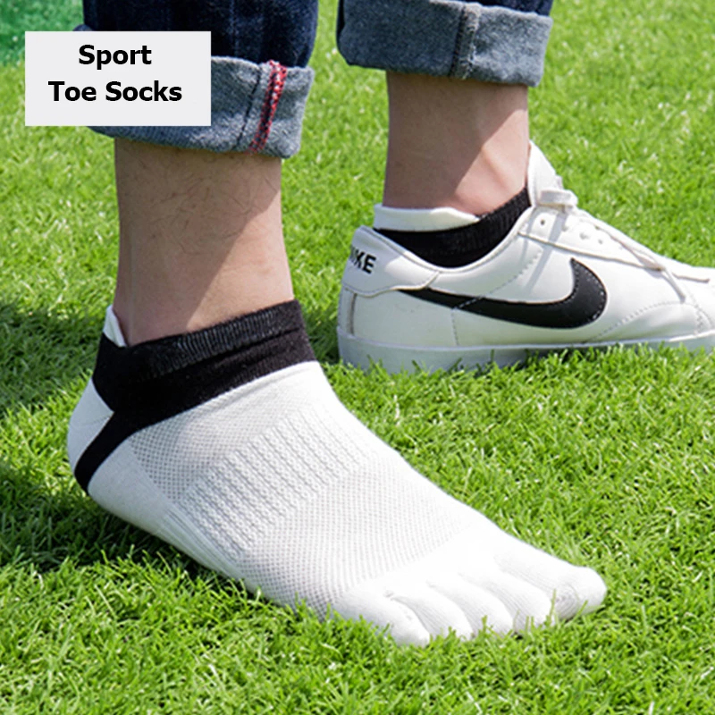 5 Pasang Kaus Kaki Lima Jari Kaki Pria Kaus Kaki Pendek Musim Semi Musim Panas Jaring Anti-gesekan Penyerap Keringat Kaus Kaki Olahraga Katun Lima Jari
