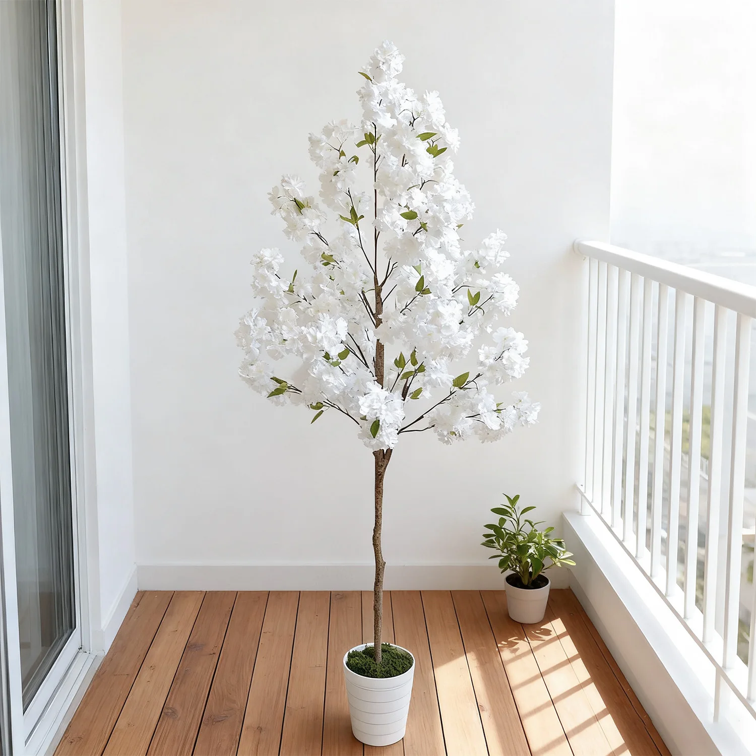 

Искусственное дерево сакуры 2,0 м, плотное, белое с розовыми цветами, в горшке G, реалистичное, для декора дома, гостиной, вестибюля отеля