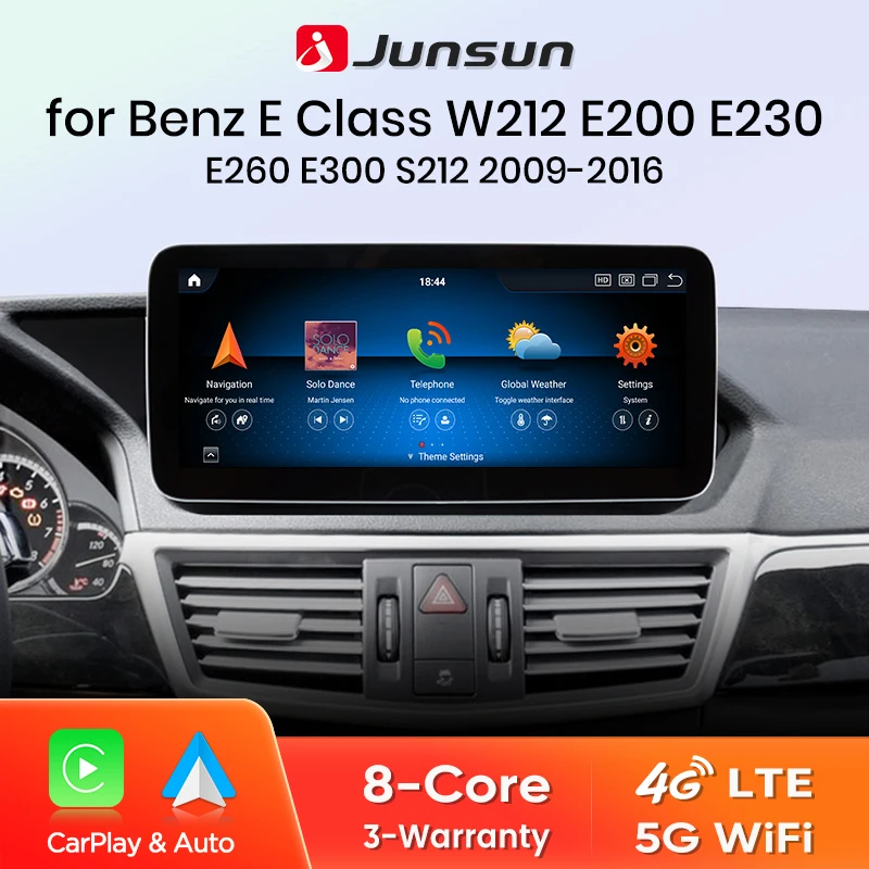 Junsun Qualcomm 665 Drahtloses CarPlay Android Auto-Autoradio für Mercedes Benz E-Klasse W212 S212 2009–2016, intelligentes System