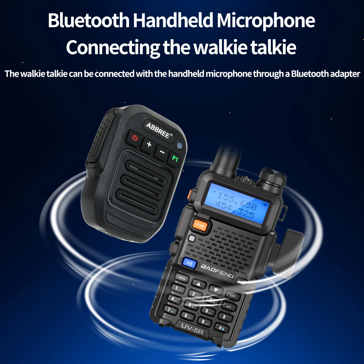 ABBREE-Bluetoothワイヤレススピーカーマイク,ハンドヘルドマイク,タイプCハイパワー,Baofeng UV-5RH 21, UV-K5(8),トランシーバー