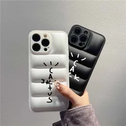 Luxury Puffer Cactusjack Hip Hop soft phone case for iphone 11 12 13 14 15 16 17 Pro Max Plus High collar Down Jackets cover