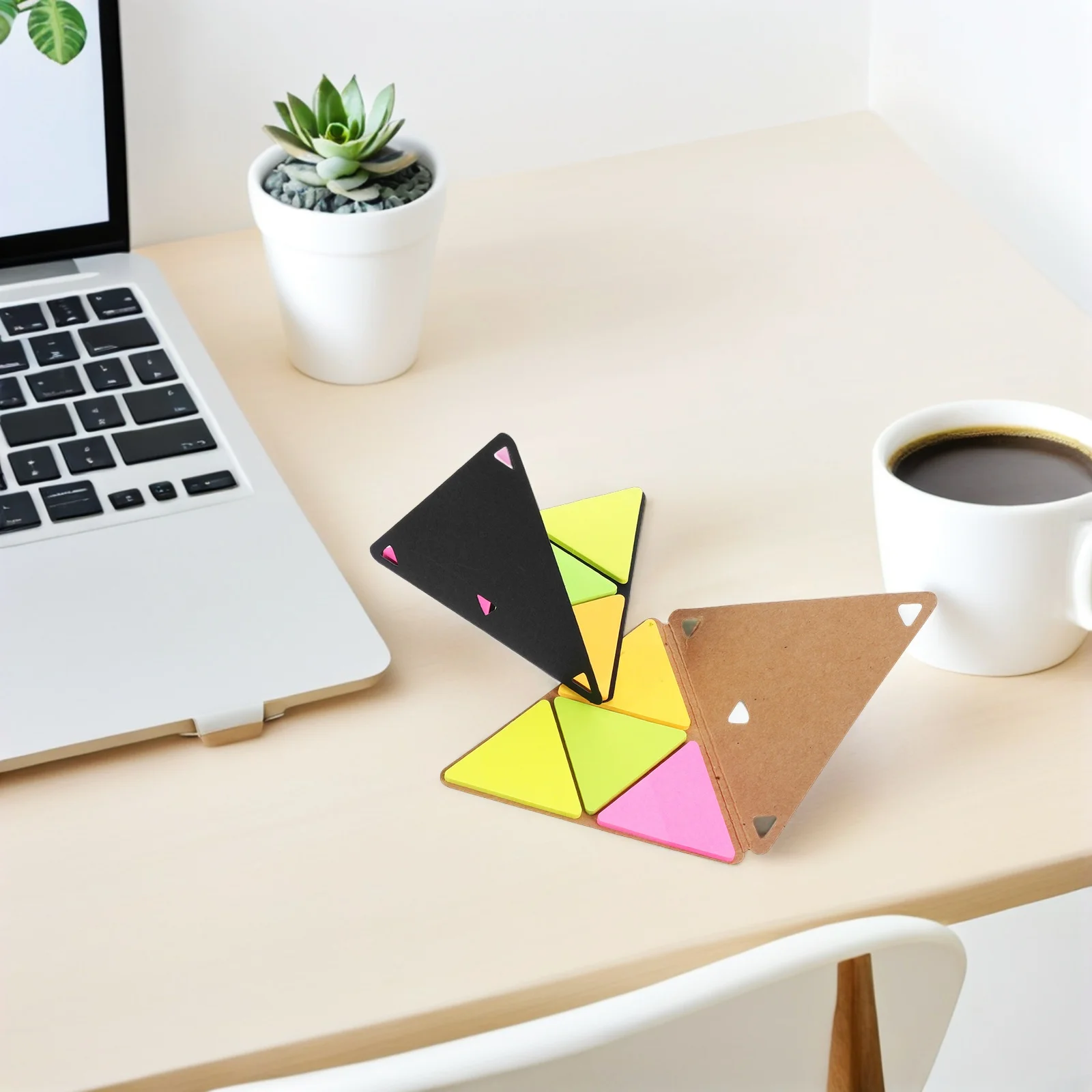 4 مجموعات من مفكرة لاصقة مثلثة محمولة، لون التصاق قوي، مشفرة منظمة للطلاب والمعلمين، مفكرة صغيرة #1
