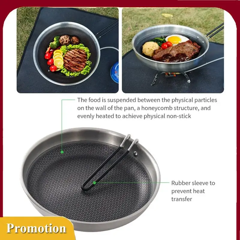 

1 PCS Outdoor Stainless Steel Honeycomb Shading Non-Stick Pan Camping BBQ Frying Pan Induction Cooker Gas Stove Folding Wok