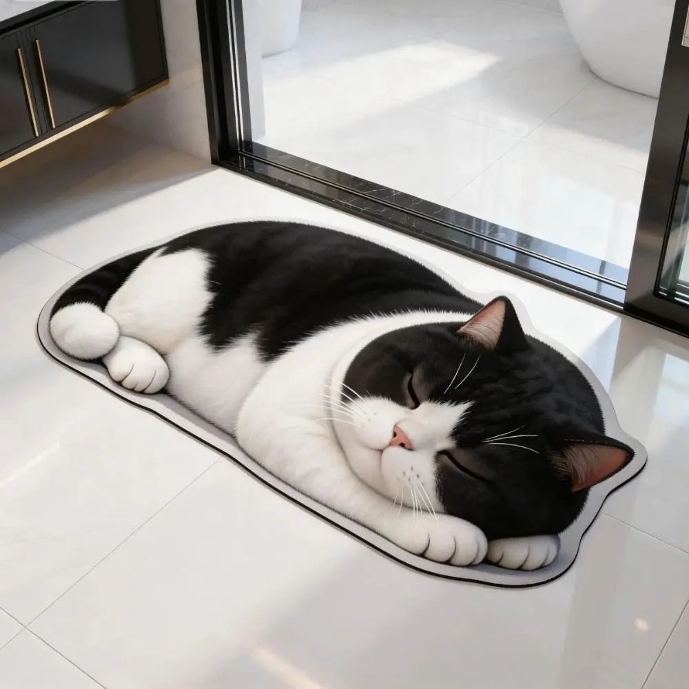 Super Absorbent Simulation Cat Floor Mat Wear Resistant Design Foldable Washable Diatom Absorbent Doormat Oil Proof