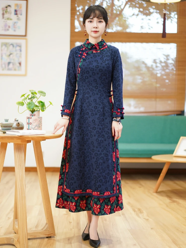 

Ru Wind Long Sve Improved Version Autumn New Daily High End Long Dr Cotton Rayon Fiber Traditional Chinese ...