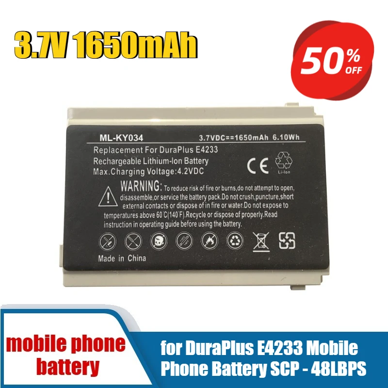 

3.7V 1650mAh for DuraPlus E4233 Mobile Phone Battery SCP - 48LBPS