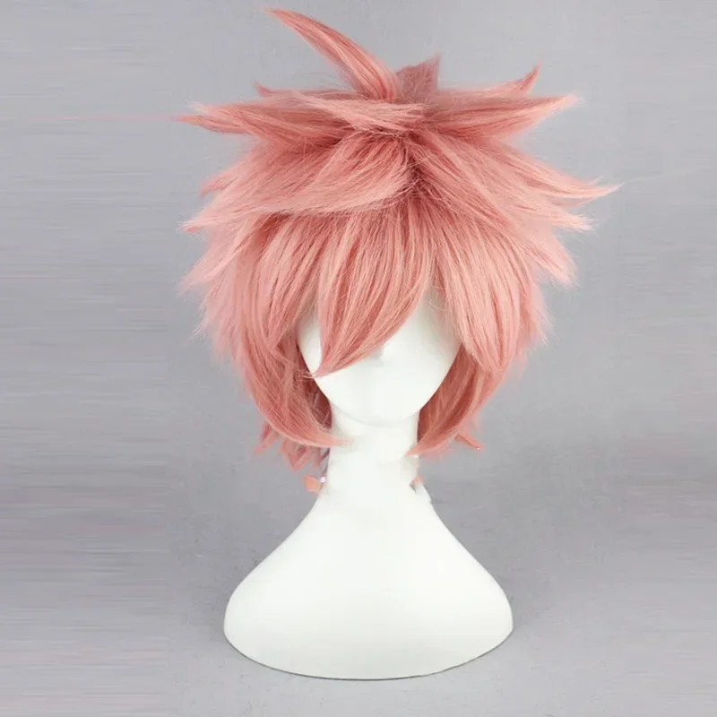 Etherious Natsu Dragneel wig 30cm Short Straight Wig for Man Women Unisex Costume Cosplay Wig Pink Hollween Christmas Party