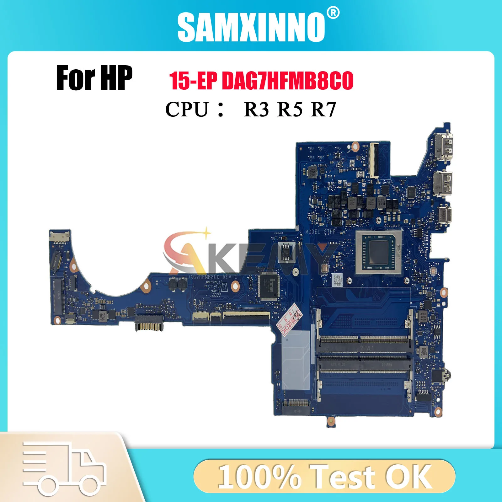 

DAG7HFMB8C0 Laptop Motherboard For HP Pavilion 15-EH With R5 R7 CPU DDR4 100% Fully Tested