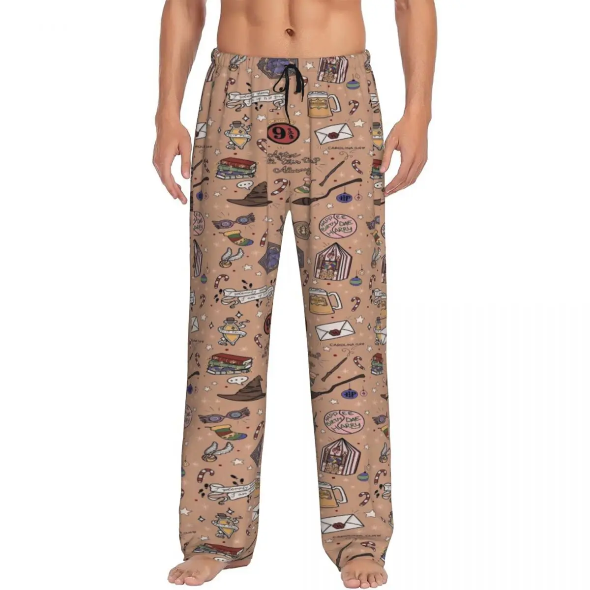 

Пижамные штаны Harrys Magic Adventure Movies Potters для мужчин, одежда для сна, эластичные штаны для сна с карманами