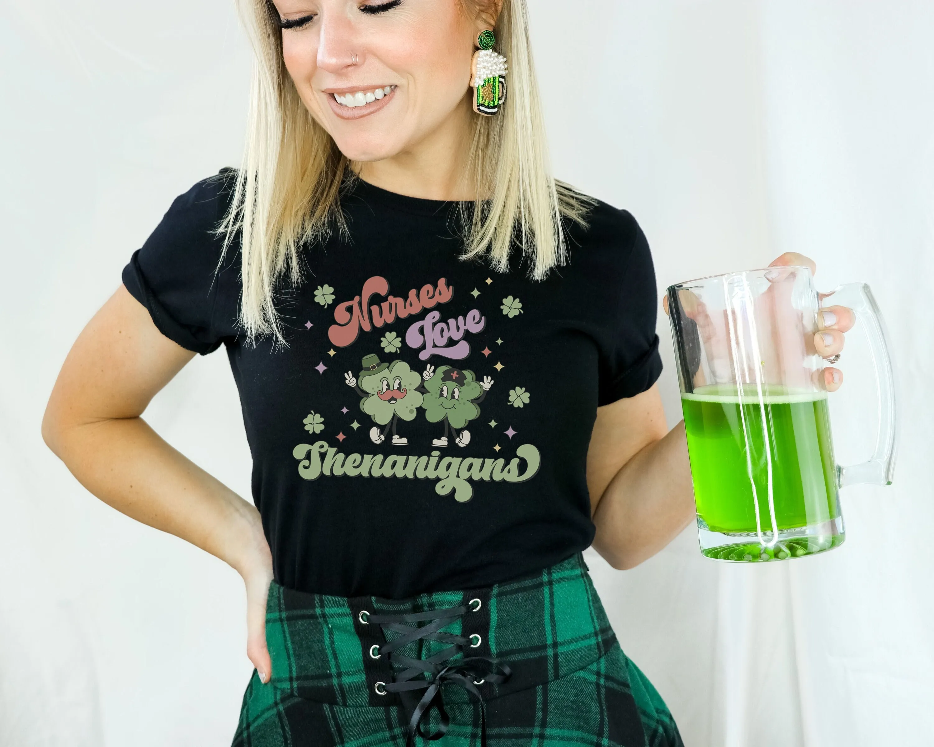 Retro St Patricks Day Nurse T Shirt Funny Nurses Love Shenanigans Patty'S Apparel Saint