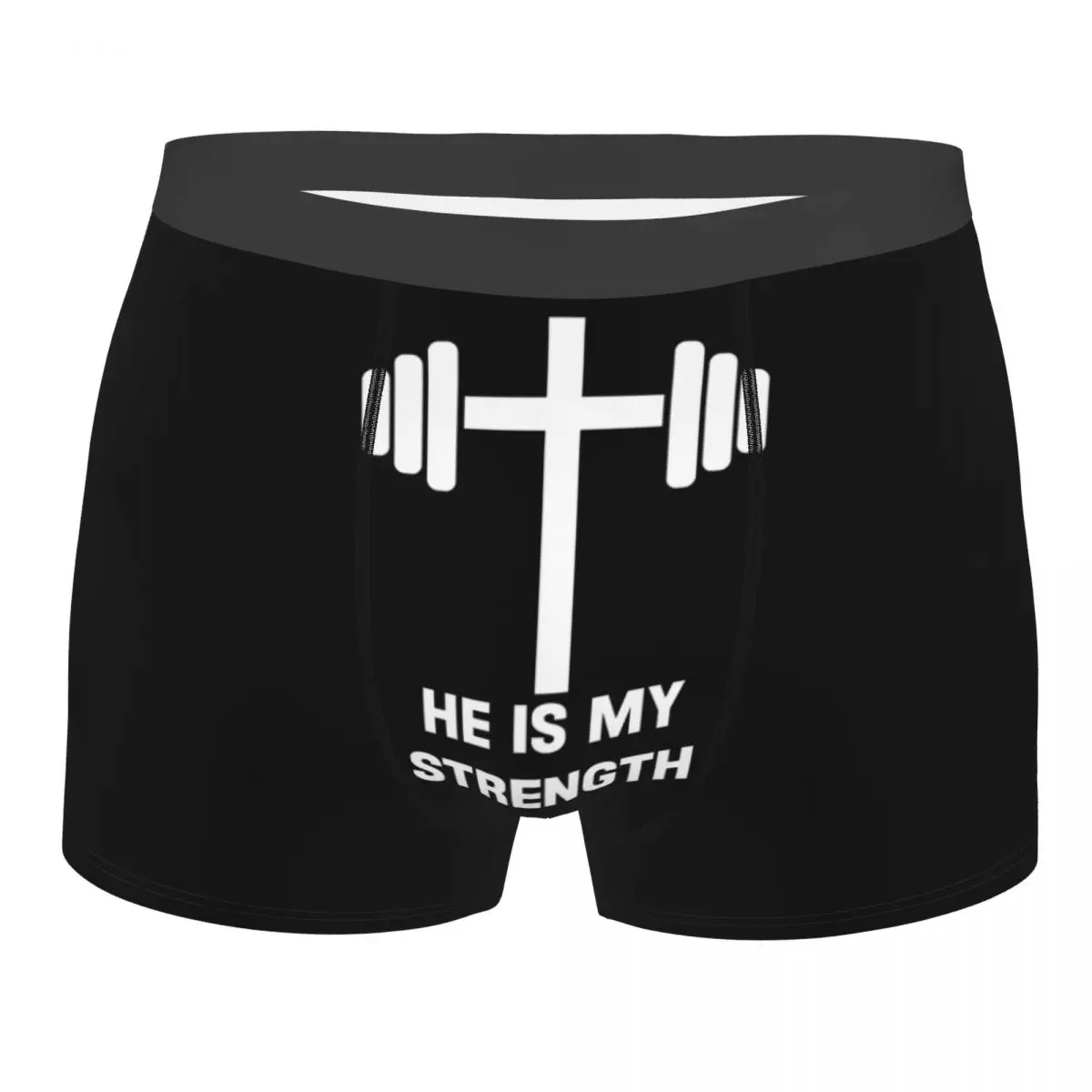 Man's God Strength Catholic Gym Motivational Bible Quote Breathable Panites Ultra Soft Boxer Briefs