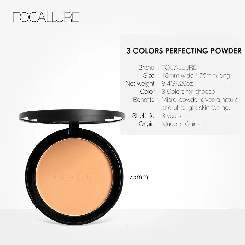 Mineral Face Pressed Oil Control Natural Foundation Powder 3-Farben Smooth Finish Concealer Setting