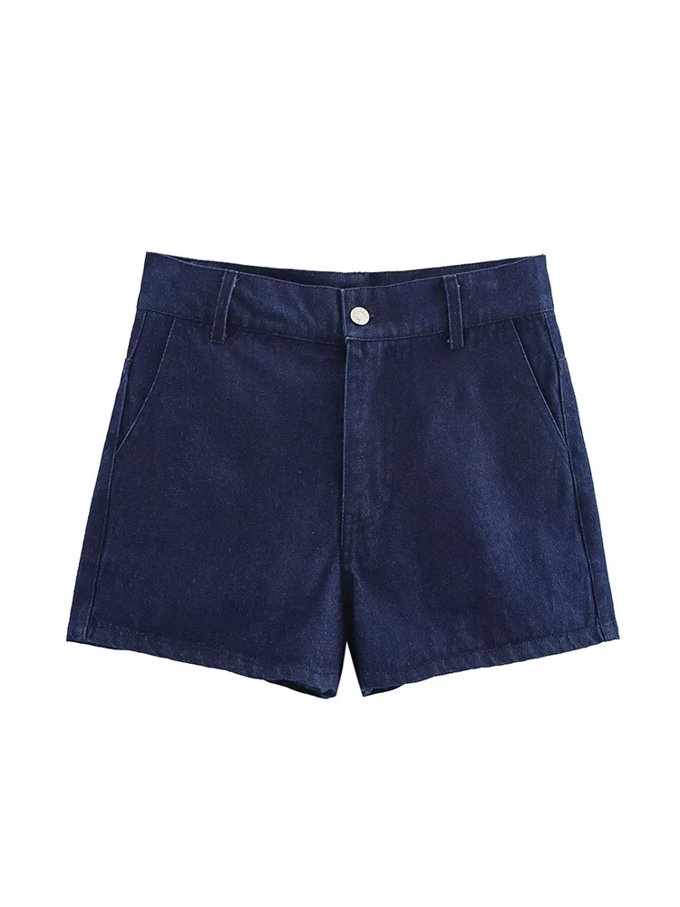 

KUCLUT Women Fashion Denim Blue Front Zipper A-Line Mini Shorts Vintage High Waist Female Chic Lady Shorts
