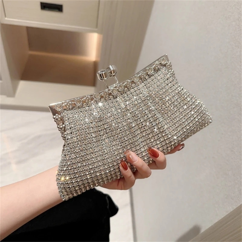 

Women Luxury Rhinestone Evening Clutch Bag Detachable Chain Wedding Purse Prom Banquet Handbag Female Elegant Party Shoulder Bag