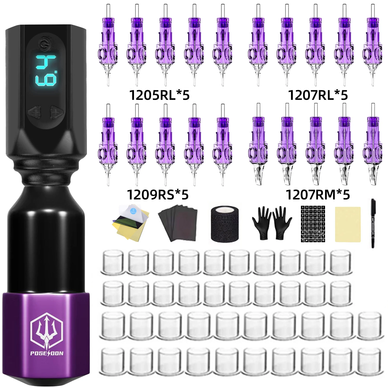 Tattoo Kit LASTJUDG Purple Series Tattoo Pen Kit For Permanent Makeup Tattoo Machine Kit Hot Tattoo Power Supply Tattoo Gun Kit