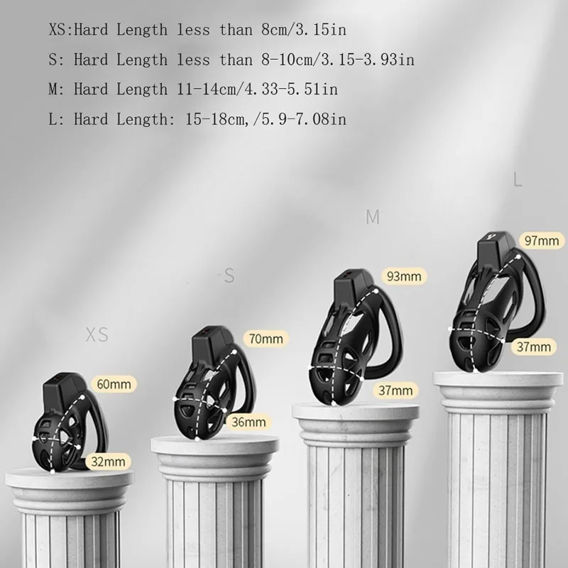 ذكر القضيب قفل العفة قفص مع قفل 4 أحجام مختلفة من ذكر العفة قفص جهاز خاتم الديك القضيب الوثن ضبط النفس لعبة الجنس