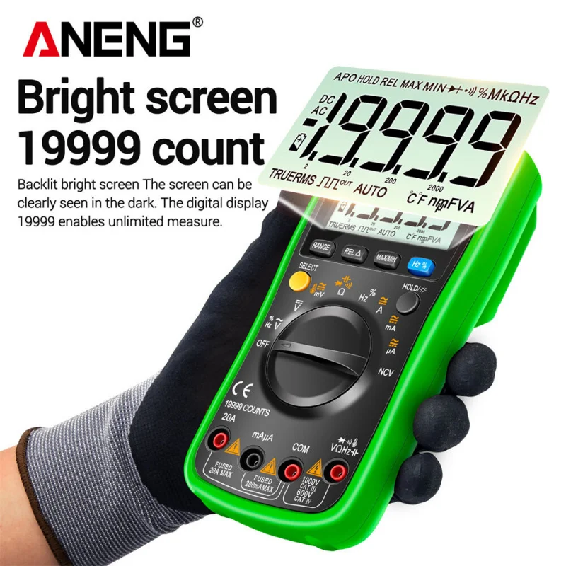 ANENG AN870 Smart Multimeter Digital Profesional 19999 Counts AC Voltage Tester Current NCV Capacitance Resistance Ohm Test Tool view 2