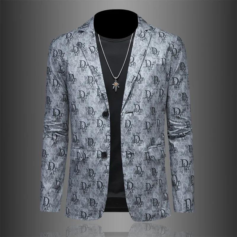 

Мужской повседневный приталенный пиджак для деловых поездок, весенне-осенний, легкий, однобортный, из мягкого полиэстера, модный городской стиль