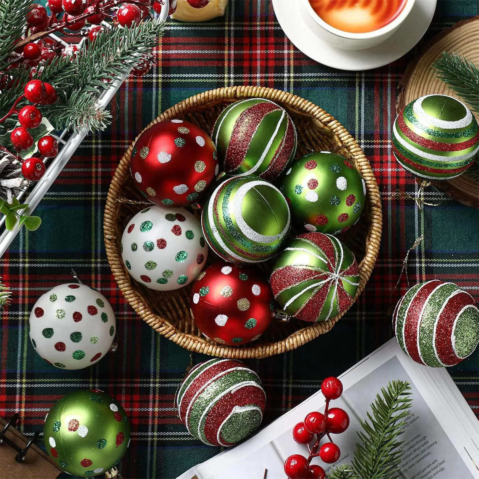 

Christmas Ball 12 Pieces Ball Baubles Decor 2.4 Inches Shatterproof Baubles Ornaments For Home Winter Party Outdoor Holiday