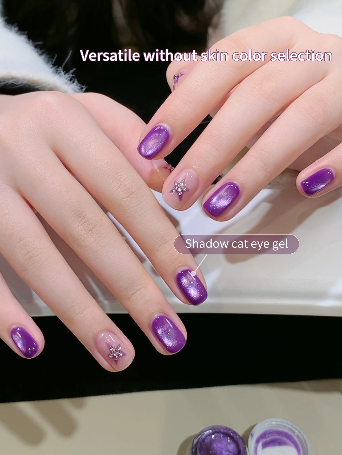 Set di smalti per unghie gel per occhi di gatto Sperking Crystal da 8 g (con magnete) Smalto gel magnetico a doppia lucentezza Dreamland Colore viola Soak Off UV