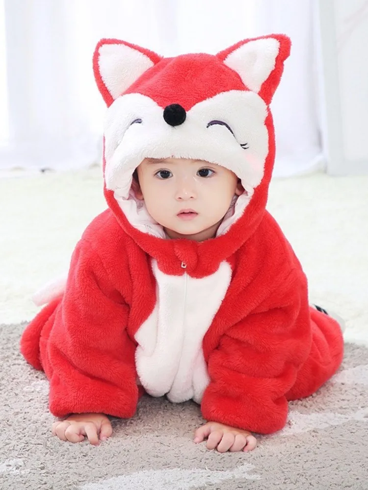 Anime Newborn Baby Cosplay Climb Bodysuit Infant Pikachu Dinosaurs Role Play Flannel Protective Jumpsuit Halloween 0-3 Years Cos