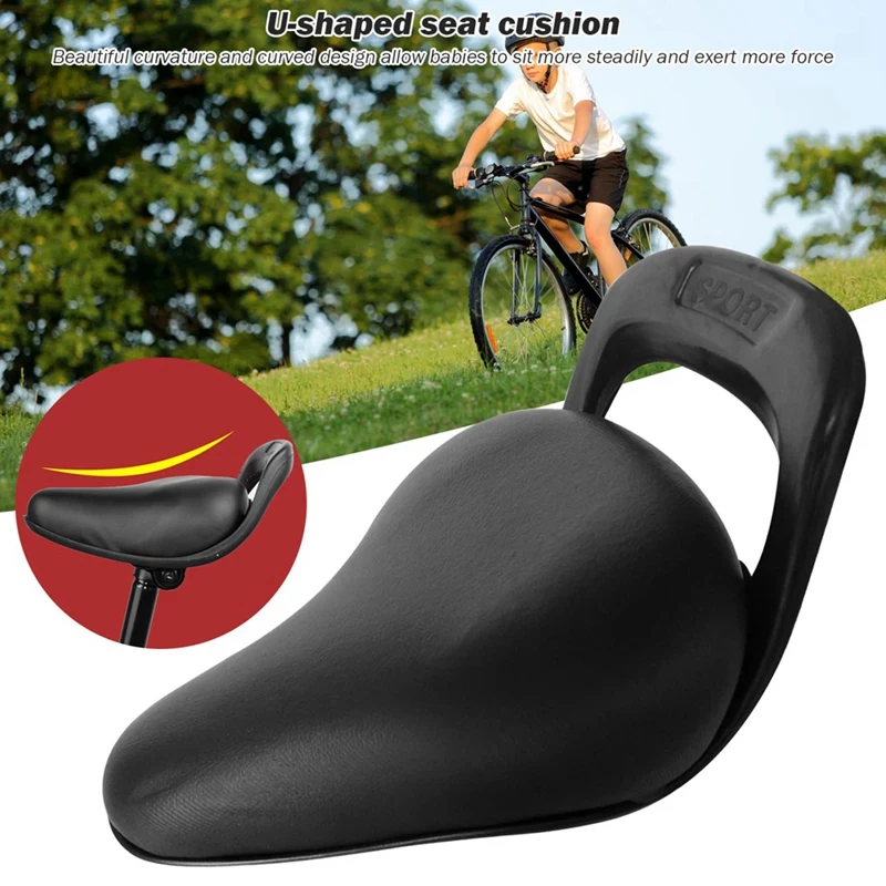 Bike Seat For Kids, Bike Saddle Handled PU Bicycle Seat, Bicycle Child Seat Rear With Handrail