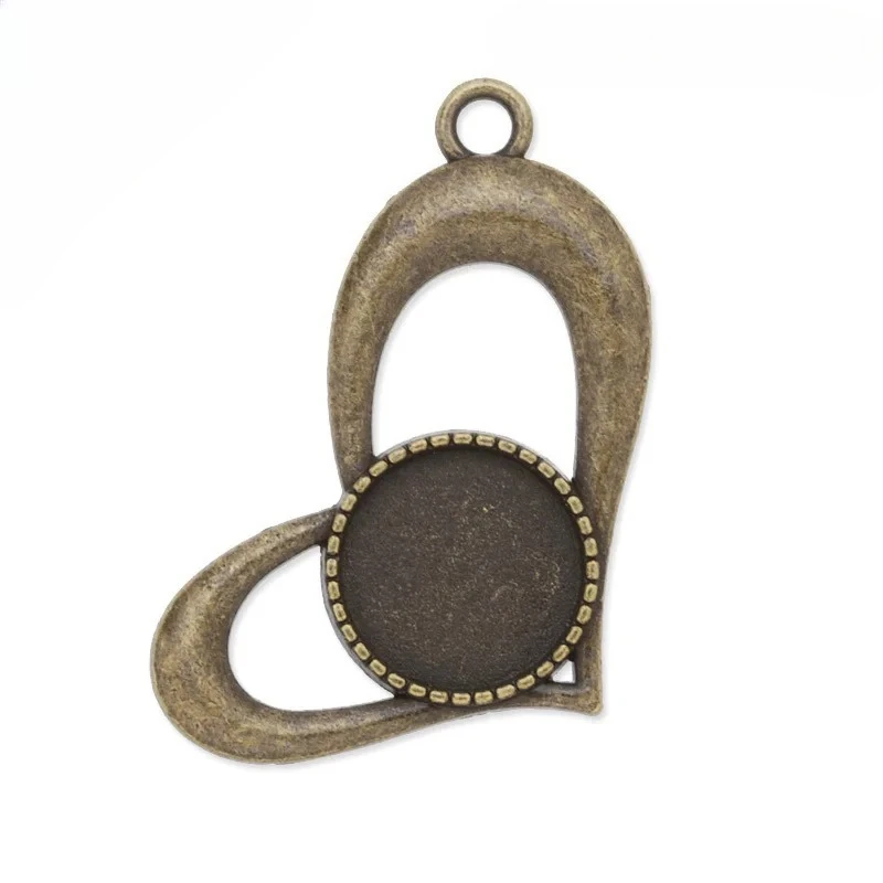 

14mm Heart Antique Bronze Plated Pendant Tray,pendant Bezel,blank Settings,fit 14mm Round Glass Cabochon,sold By 20pcs/lot-C3842