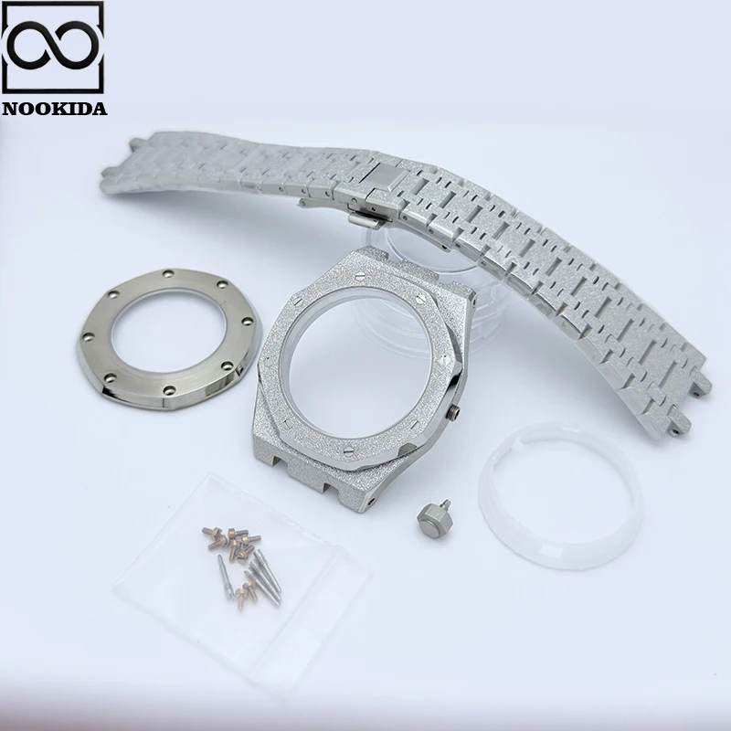 NOOKIDA stal 316L szafirowy kryształ 41mm lśniąca gwiazda szlifowanie etui na zegarek dla Seiko NH35/36/38/70 ruch pasuje do tarczy 31.8mm