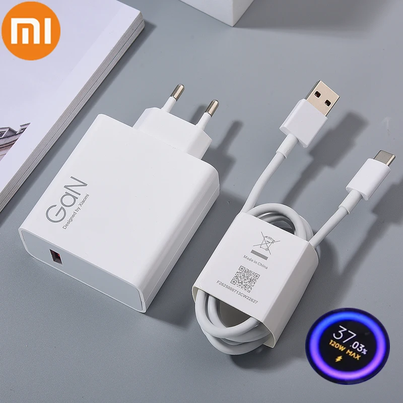 Xiaomi Turbo Fast Charge 120W EU Hypercharge Gan Adapter 6A Type C Cable For Redmi Note 11 12 13 Pro Plus 5G Mi 15 14 13 13T Pro