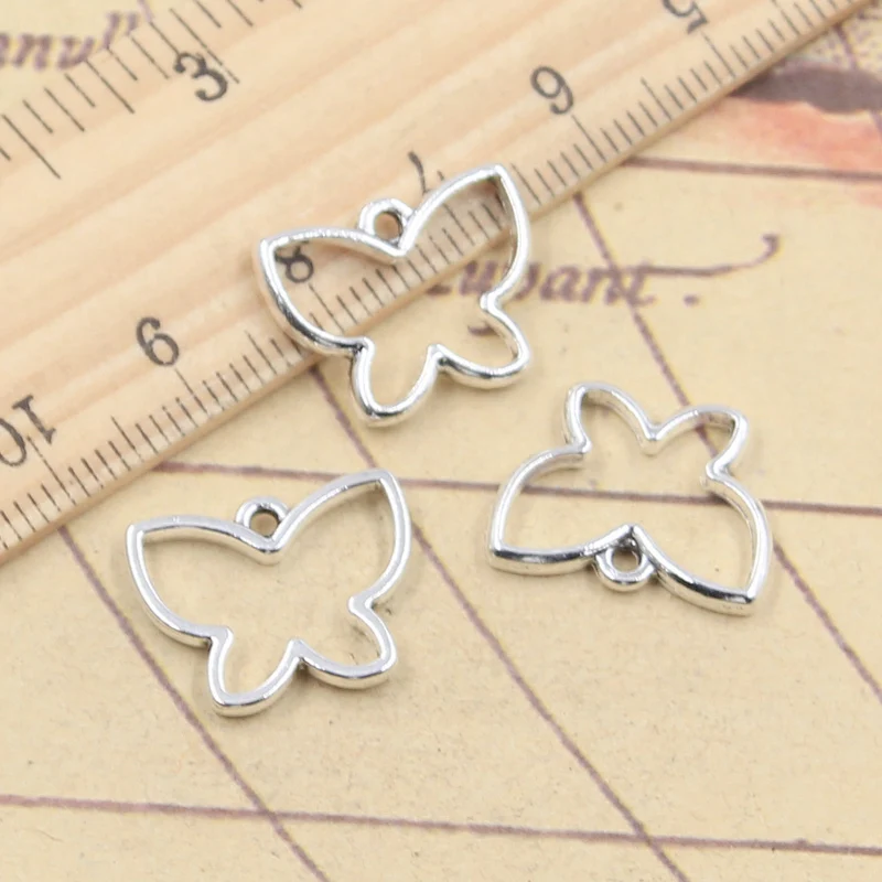 20pcs Charms Hollow Butterfly 14x18mm ciondoli Color argento tibetano gioielli antichi che fanno artigianato fatto a mano fai da te