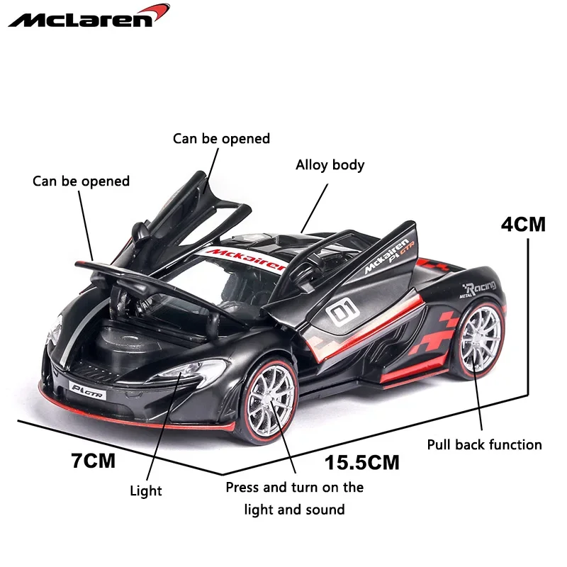 1:32 mclaren p1 modelo diecast carro liga de metal simulação puxar para trás veículos carros brinquedos para crianças presentes para crianças moda orn