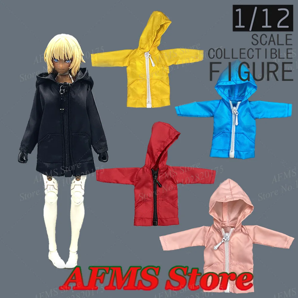 1/12 Mobile Suit Girl Jacket Solid Color Large Pocket Zip Mid Long Coat Fit 6