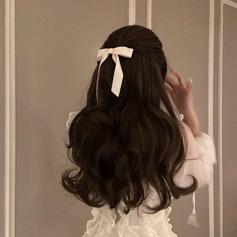 Fashion Cute Fabric Hair Bow Hairpin Women Ribbon Hair Clips Headwear Black White Bow Top Clip Female Hair Jewelry Accessories