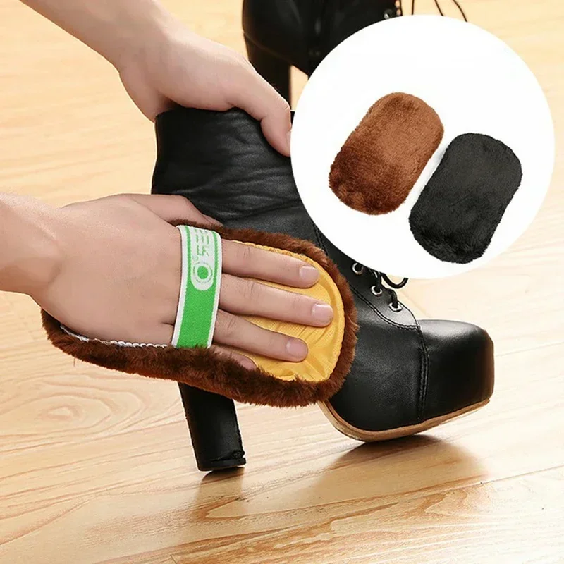 Schuhe Handschuhe Schuhpflege Schuhreinigungsmittel Weiche Wolle Plüsch Zufällige Farbe Polierhandschuhe Schuhwischpflege