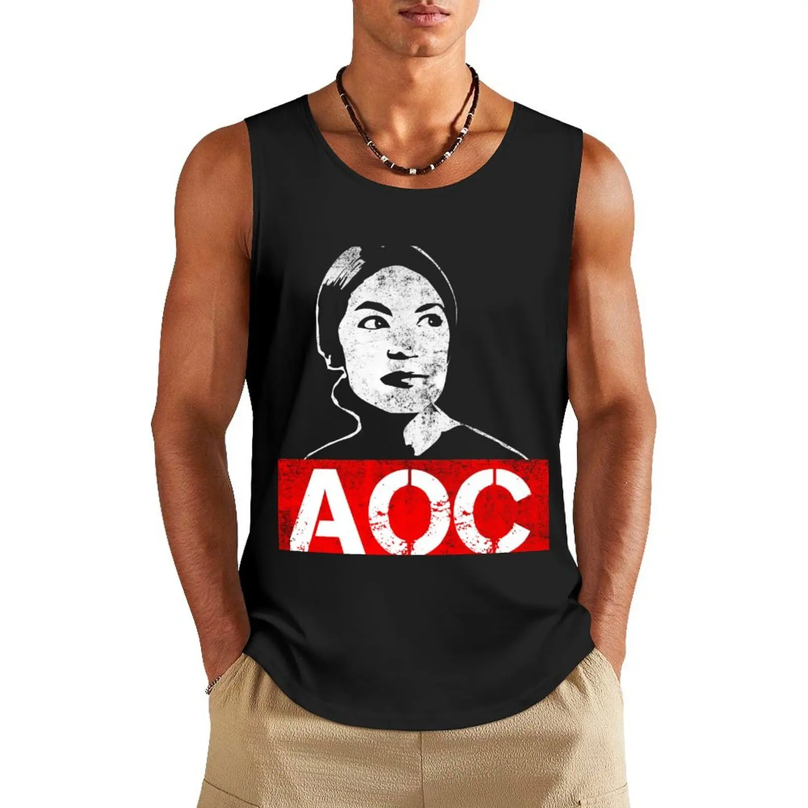 

Alexandria Ocasio-Cortez AOC Support Tank Top Men's vest sleeveless jackets Men's singlets Sportswear for men
