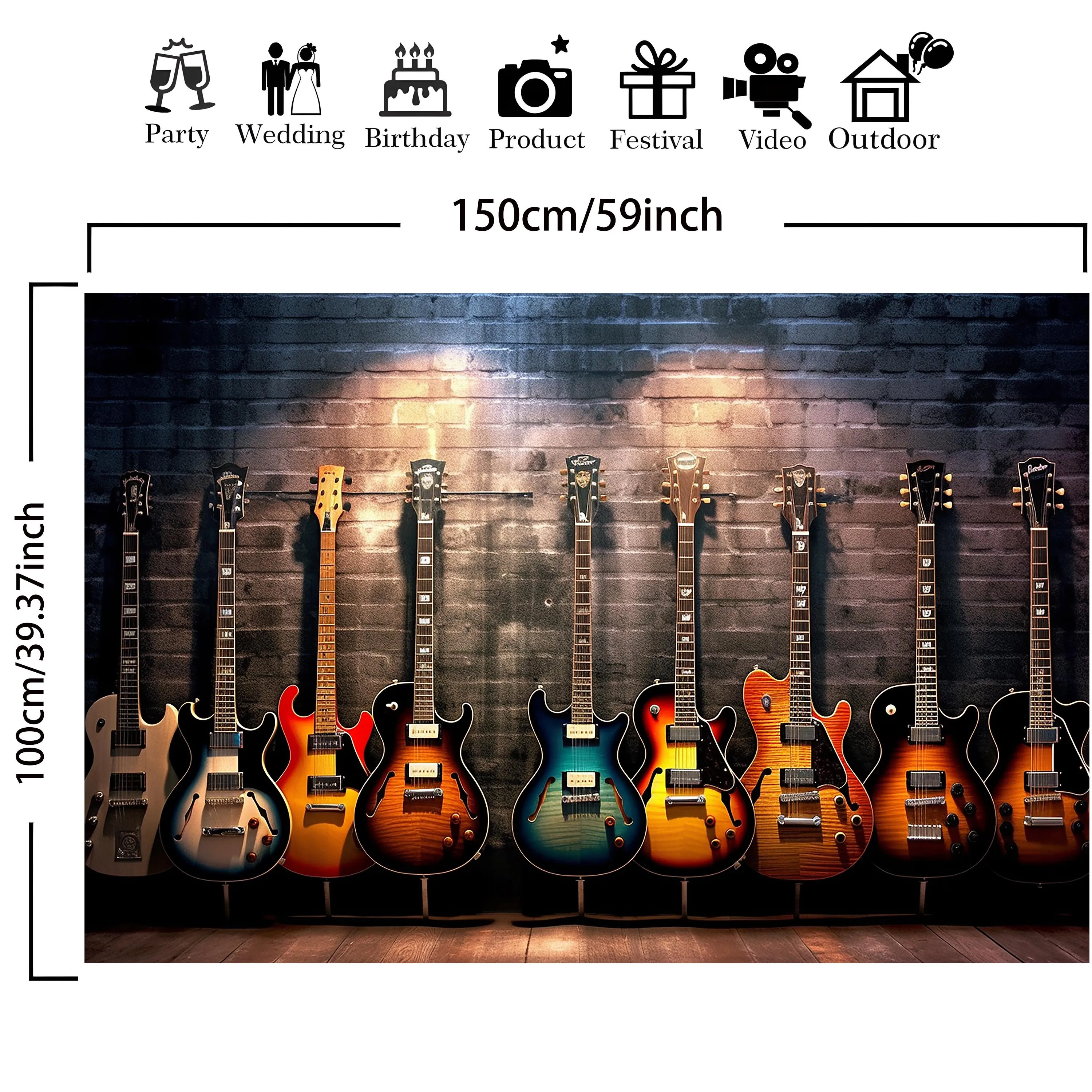 1 polyester electric guitar wall background for a music studio, suitable for guitar enthusiasts and performance event decoration