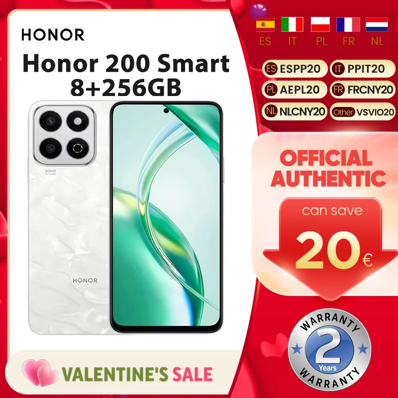 Honor 200 Smart 5G Smartphone Globale Version 5200mAh 35W SuperCharge 300% Hochleistungsmodus Snapdragon 4 Gen 2 IP64 SGS50MP OTG
