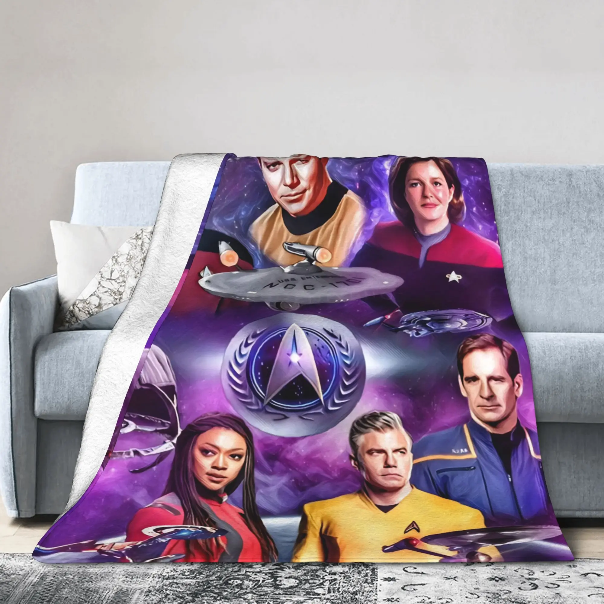 Stars Treks Groups Flannel Blanket Starfleet Movie Warm Soft Throw Blanket for Chair Decorative Novelty Bedspread Sofa Bed Cover